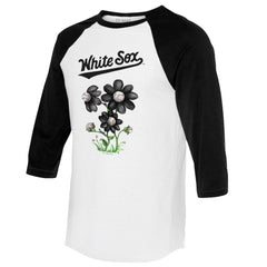 Chicago White Sox Tiny Turnip Women's Blooming Baseballs 3/4-Sleeve Raglan T-Shirt White/Black
