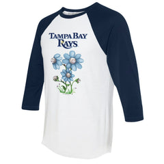 Tampa Bay Rays Tiny Turnip Women's Blooming Baseballs 3/4-Sleeve Raglan T-Shirt White/Navy