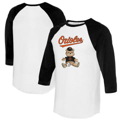 Baltimore Orioles Tiny Turnip Women's Teddy Boy 3/4-Sleeve Raglan T-Shirt White/Black