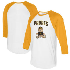 San Diego Padres Tiny Turnip Women's Teddy Boy 3/4-Sleeve Raglan T-Shirt White/Gold