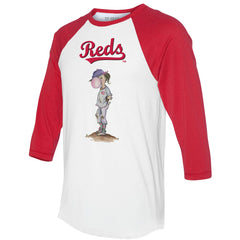 Cincinnati Reds Tiny Turnip Women's Bubbles 3/4-Sleeve Raglan T-Shirt White/Red