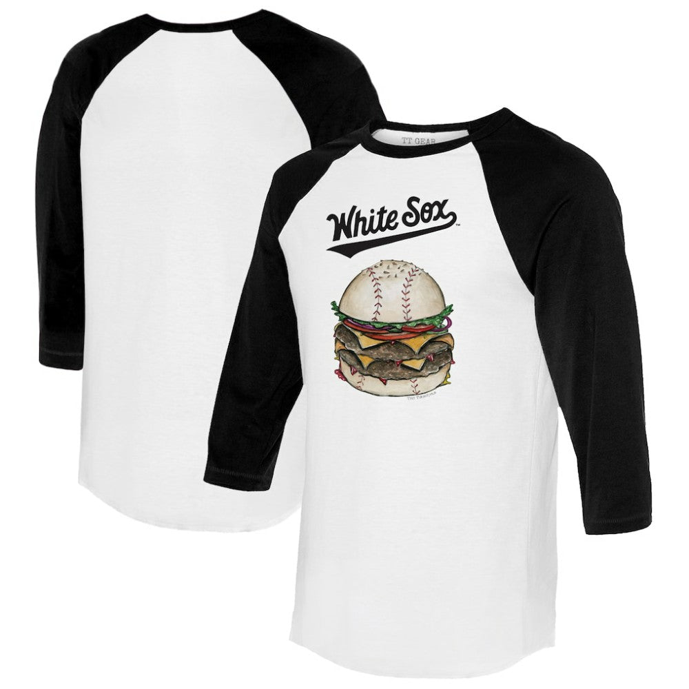 Chicago White Sox Tiny Turnip Women's Burger 3/4-Sleeve Raglan T-Shirt White/Black