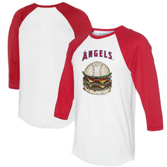 Los Angeles Angels Tiny Turnip Women's Burger 3/4-Sleeve Raglan T-Shirt White/Red