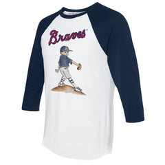 Atlanta Braves Tiny Turnip Women's Clemente 3/4-Sleeve Raglan T-Shirt White/Navy