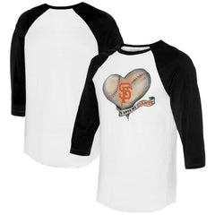 San Francisco Giants Tiny Turnip Women's Heart Banner 3/4-Sleeve Raglan T-Shirt White/Black