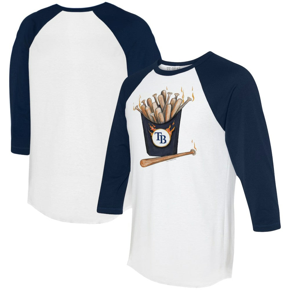 Tampa Bay Rays Tiny Turnip Women's Hot Bats 3/4-Sleeve Raglan T-Shirt White/Navy