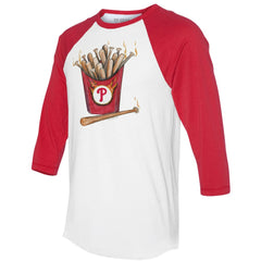 Philadelphia Phillies Tiny Turnip Women's Hot Bats 3/4-Sleeve Raglan T-Shirt White/Red