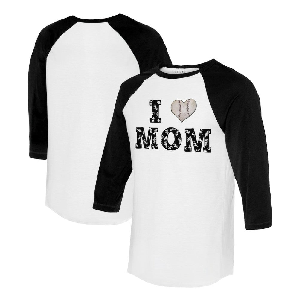 Chicago White Sox Tiny Turnip Women's I Love Mom 3/4-Sleeve Raglan T-Shirt White/Black