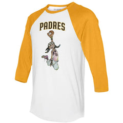 San Diego Padres Tiny Turnip Women's Jada 3/4-Sleeve Raglan T-Shirt White/Gold