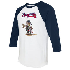 Atlanta Braves Tiny Turnip Women's Kate 3/4-Sleeve Raglan T-Shirt White/Navy