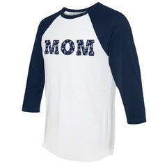 Atlanta Braves Tiny Turnip Women's Logo Mom 3/4-Sleeve Raglan T-Shirt White/Navy