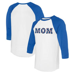 Chicago Cubs Tiny Turnip Women's Logo Mom 3/4-Sleeve Raglan T-Shirt White/Royal
