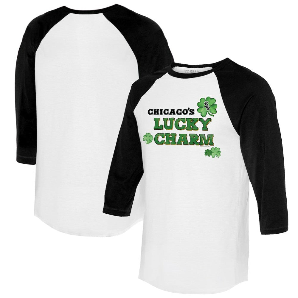 Chicago White Sox Tiny Turnip Women's Lucky Charm 3/4-Sleeve Raglan T-Shirt White/Black