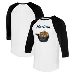 Miami Marlins Tiny Turnip Women's Nacho Helmet 3/4-Sleeve Raglan T-Shirt White/Black