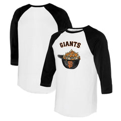 San Francisco Giants Tiny Turnip Women's Nacho Helmet 3/4-Sleeve Raglan T-Shirt White/Black