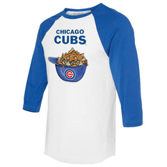Chicago Cubs Tiny Turnip Women's Nacho Helmet 3/4-Sleeve Raglan T-Shirt White/Royal
