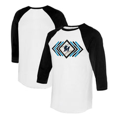 Miami Marlins Tiny Turnip Women's Prism Arrows 3/4-Sleeve Raglan T-Shirt White