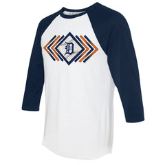 Detroit Tigers Tiny Turnip Women's Prism Arrows 3/4-Sleeve Raglan T-Shirt White