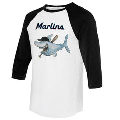 Miami Marlins Tiny Turnip Women's Shark 3/4-Sleeve Raglan T-Shirt White/Black