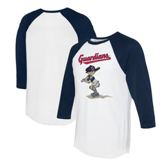 Cleveland Guardians Tiny Turnip Women's Slugger 3/4-Sleeve Raglan T-Shirt White/Navy