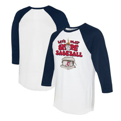 Cleveland Guardians Tiny Turnip Women's Smores 3/4-Sleeve Raglan T-Shirt White/Navy