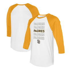 San Diego Padres Tiny Turnip Women's Stacked 3/4-Sleeve Raglan T-Shirt White/Gold