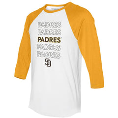 San Diego Padres Tiny Turnip Women's Stacked 3/4-Sleeve Raglan T-Shirt White/Gold
