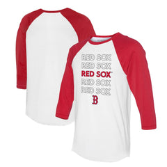 Boston Red Sox Tiny Turnip Unisex Stacked 3/4-Sleeve Raglan T-Shirt White/Red