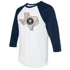 Houston Astros Tiny Turnip Unisex State Outline 3/4-Sleeve Raglan T-Shirt White/Navy
