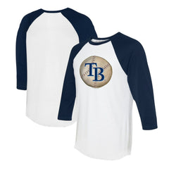 Tampa Bay Rays Tiny Turnip Unisex Stitched Baseball 3/4-Sleeve Raglan T-Shirt White/Navy
