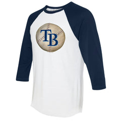 Tampa Bay Rays Tiny Turnip Unisex Stitched Baseball 3/4-Sleeve Raglan T-Shirt White/Navy