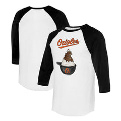Baltimore Orioles Tiny Turnip Unisex Sundae Helmet 3/4-Sleeve Raglan T-Shirt White/Black