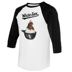 Chicago White Sox Tiny Turnip Unisex Sundae Helmet 3/4-Sleeve Raglan T-Shirt White/Black