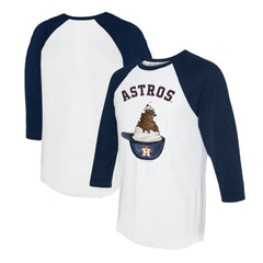 Houston Astros Tiny Turnip Unisex Sundae Helmet 3/4-Sleeve Raglan T-Shirt White/Navy