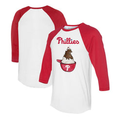 Philadelphia Phillies Tiny Turnip Unisex Sundae Helmet 3/4-Sleeve Raglan T-Shirt White/Red
