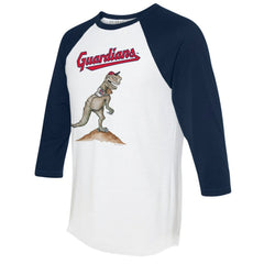 Cleveland Guardians Tiny Turnip Unisex TT Rex 3/4-Sleeve Raglan T-Shirt White/Navy