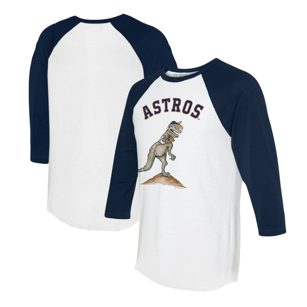 Houston Astros Tiny Turnip Unisex TT Rex 3/4-Sleeve Raglan T-Shirt White/Navy