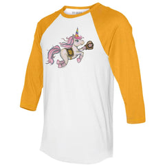San Diego Padres Tiny Turnip Unisex Unicorn 3/4-Sleeve Raglan T-Shirt White/Gold
