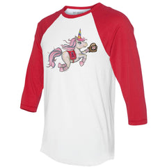 Los Angeles Angels Tiny Turnip Unisex Unicorn 3/4-Sleeve Raglan T-Shirt White/Red