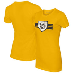 San Diego Padres Tiny Turnip Women's Base Stripe T-Shirt Gold