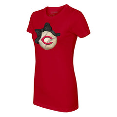 Cincinnati Reds Tiny Turnip Women's Baseball Bow T-Shirt Red