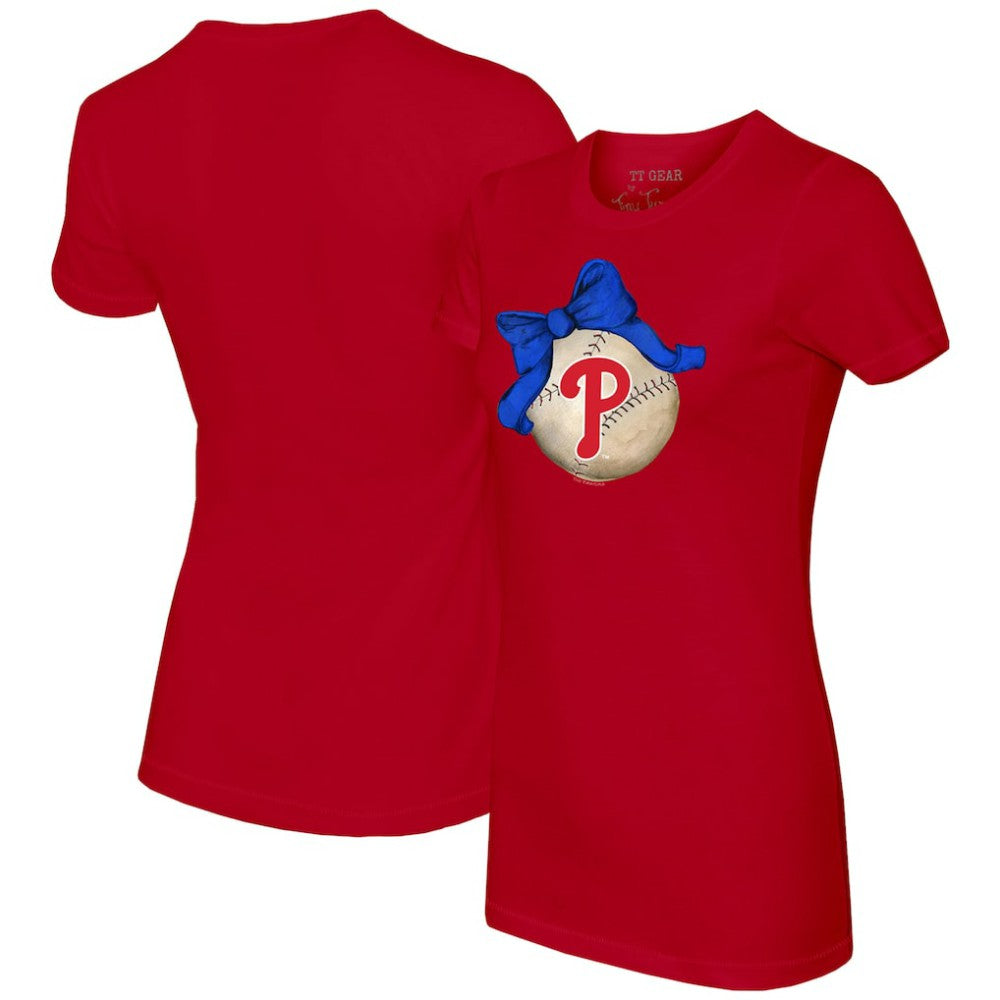 Philadelphia Phillies Tiny Turnip Women's Baseball Bow T-Shirt Red