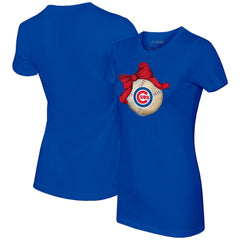 Chicago Cubs Tiny Turnip Women's Baseball Bow T-Shirt Royal