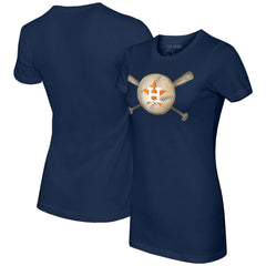 Houston Astros Tiny Turnip Women's Baseball Cross Bats T-Shirt Navy