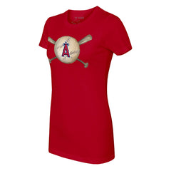 Los Angeles Angels Tiny Turnip Women's Baseball Cross Bats T-Shirt Red