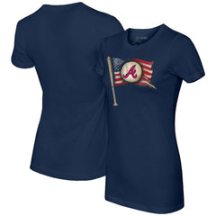 Atlanta Braves Tiny Turnip Women's Baseball Flag T-Shirt Navy