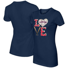 Cleveland Guardians Tiny Turnip Women's Baseball Love T-Shirt Navy