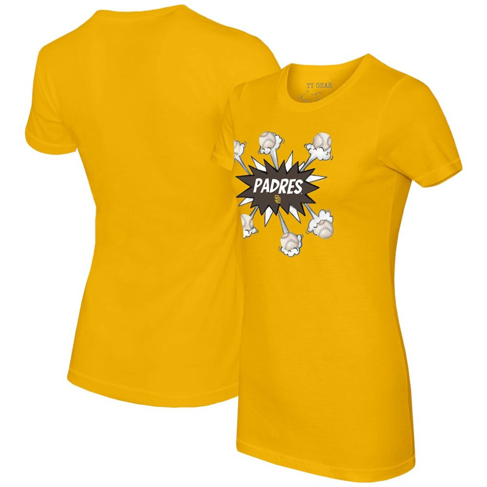 San Diego Padres Tiny Turnip Women's Baseball Pow T-Shirt Gold