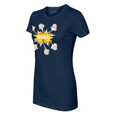 Milwaukee Brewers Tiny Turnip Women's Baseball Pow T-Shirt Navy