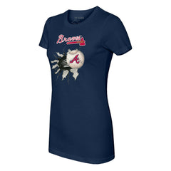 Atlanta Braves Tiny Turnip Women's Baseball Tear T-Shirt Navy